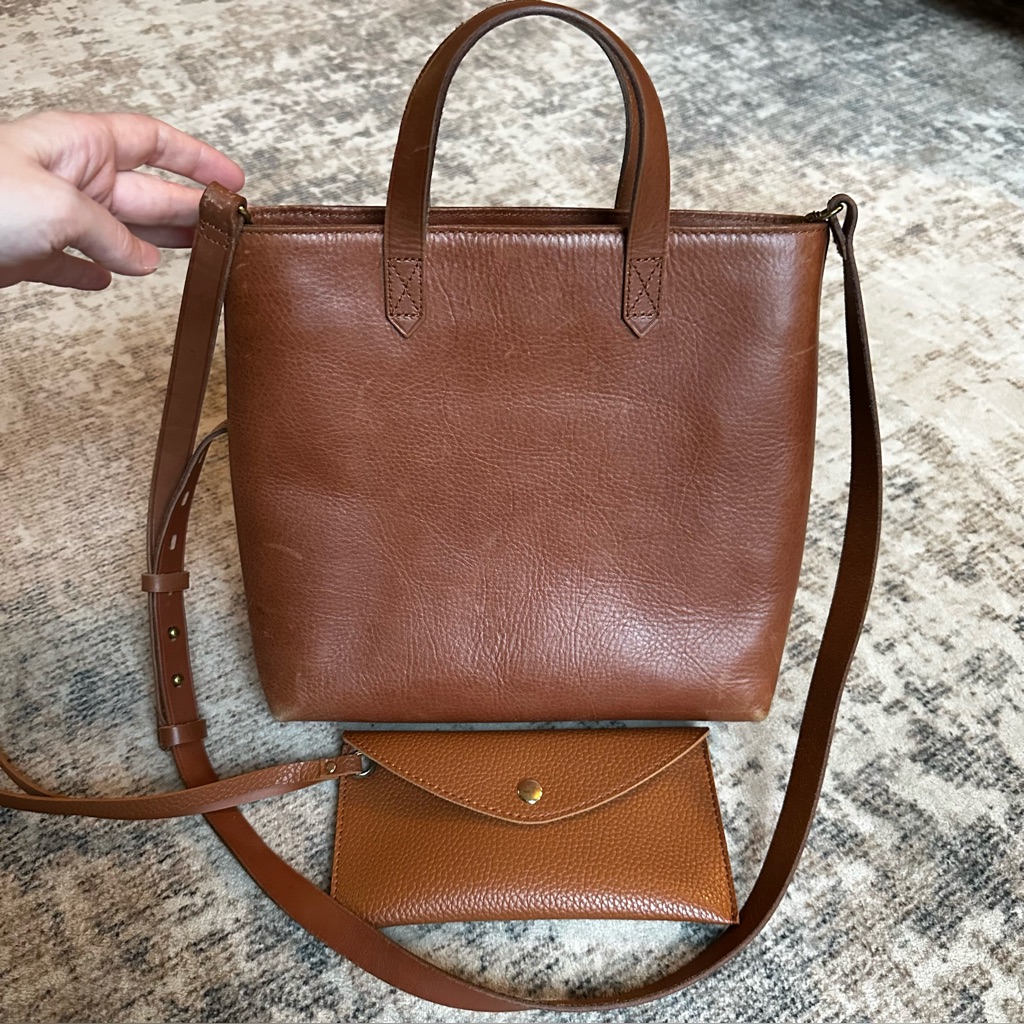 Madewell Zip Top Transport Crossbody With Wristlet Brown English Saddle Leather
